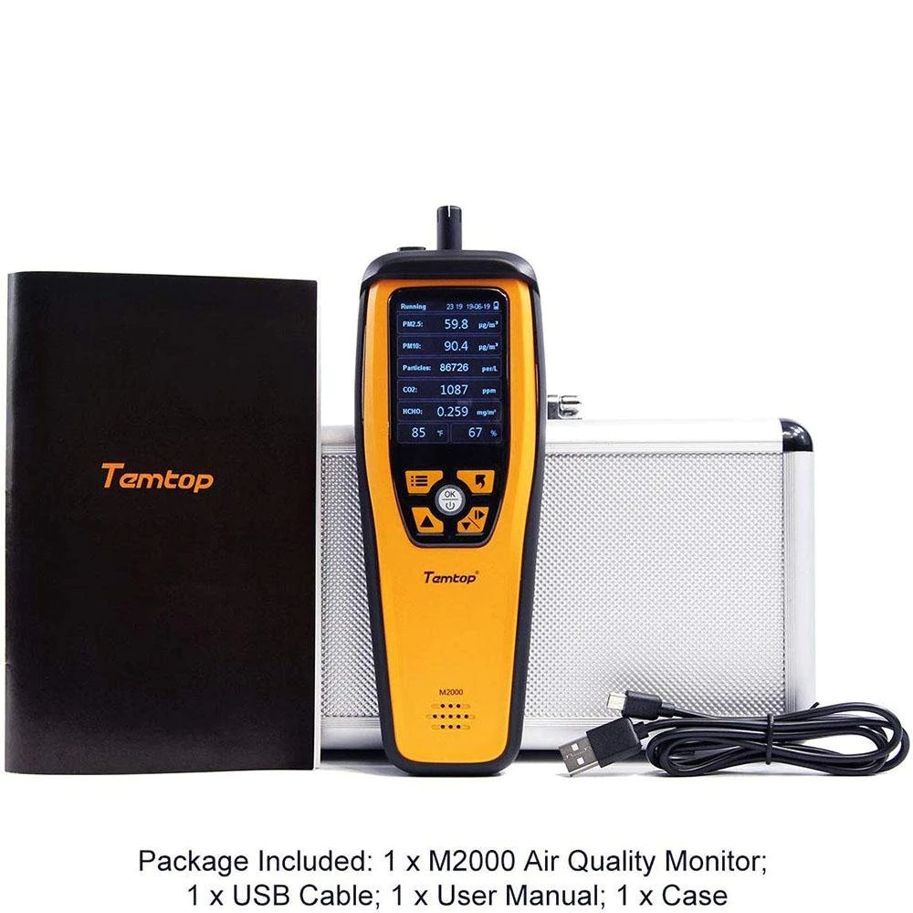 Temtop LKC-1000E PM2.5 PM10 Air Quality AQI Monitor HCHO(formaldehyde)  Particles AQI Detector