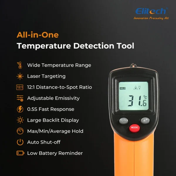 dit 220 infrared thermometer high precision non contact temperature gun with laser targeting adjustable emissivity and self calibrationelitech technology inc 7189661 800x800