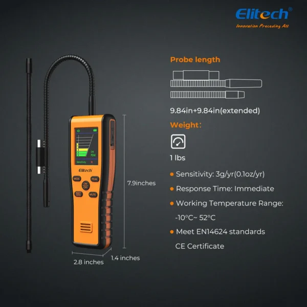 elitech ir 200 infrared heated diode refrigerant leak detector for air conditioner and automotive repairelitech technology inc 527182 800x800