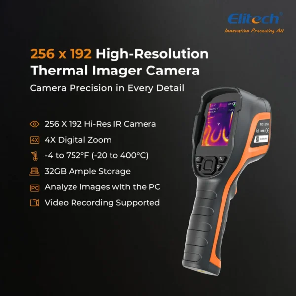 pre order elitech tic 210 handheld thermal imaging camera infrared thermal imager with 256192 ir resolution real time video recording emissivity temp alarm sett 434583 800x800