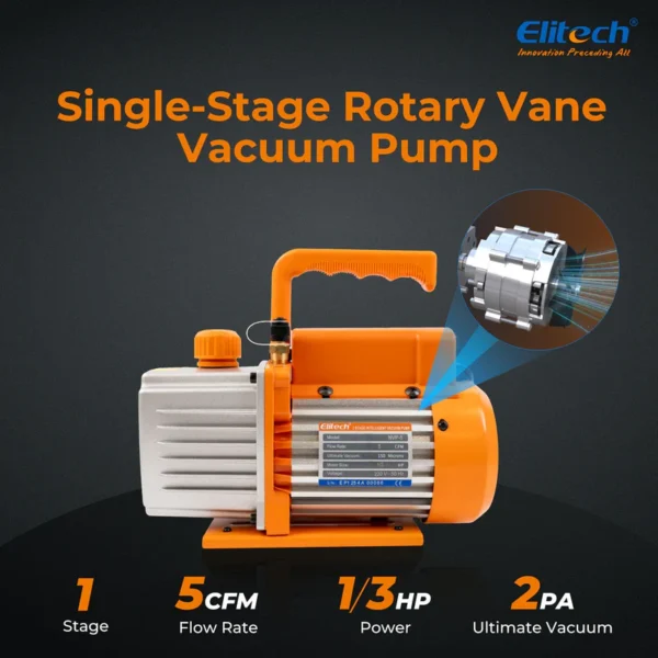 pre orderelitech nvp 5 hvac vacuum pump 5cfm 2ls 13hp single stage rotary vane air vacuum pump for hvac and refrigeration systems durable and easy to maintainel 9686801 800x800